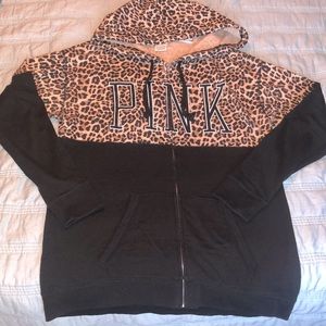 Victoria Secret PINK Leopard Oversized Zip Up Size S